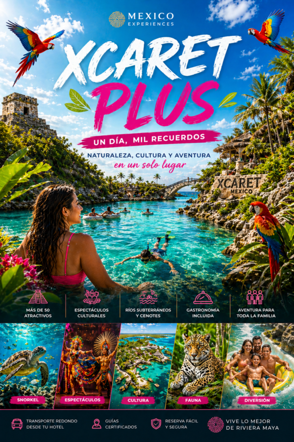 Tour Xcaret Plus con Transporte Redondo