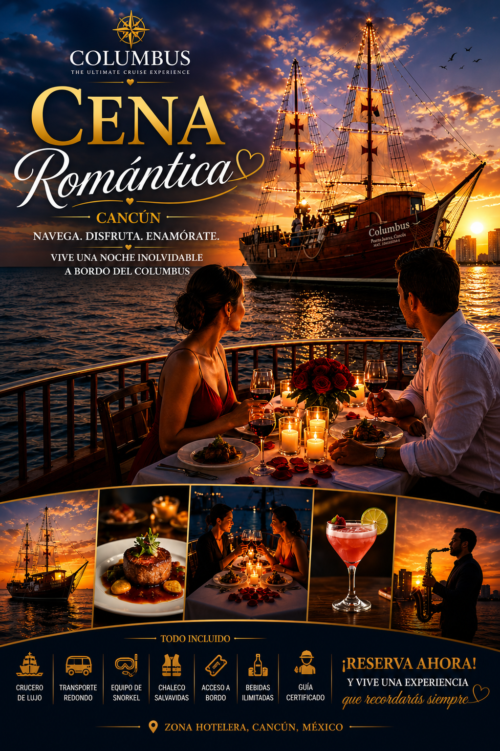 Cena romántica Columbus menú carne y vegetariano
